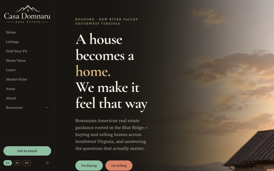 Casa Domnaru trilingual real estate site